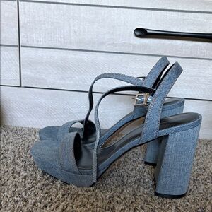 Mix No. 6 Blue Denim Block Heels